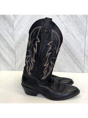Justin Cowboy Boots Mens Size 9 D Black Leather Ranch Rodeo Farm Made in USA
